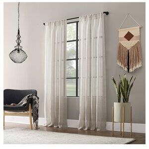 Clean Window Textured Slub Stripe Anti-Dust Allergy/Pet Friendly Sheer Curtains